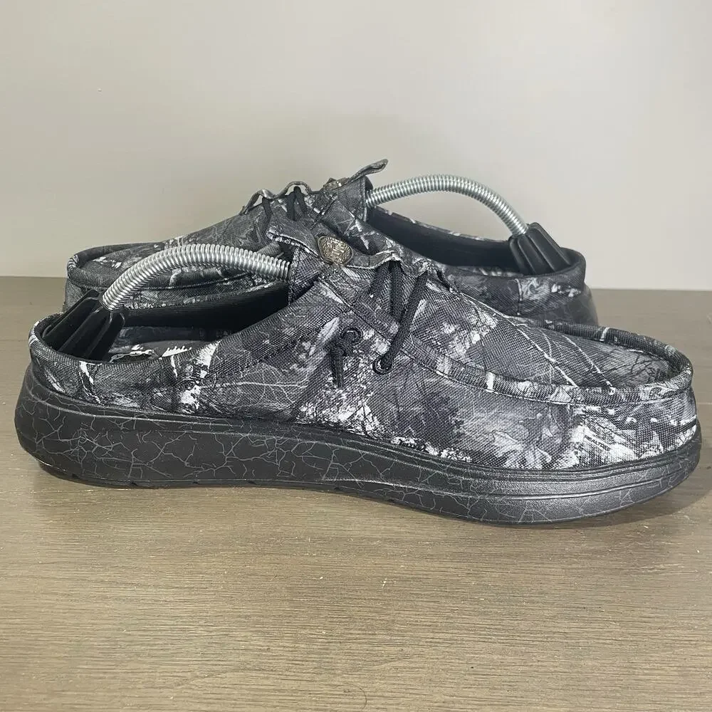 Jelly Roll Hey Dude Mens Size 12 Slides NEW Realtree Edge Wally Black Camo Shoes